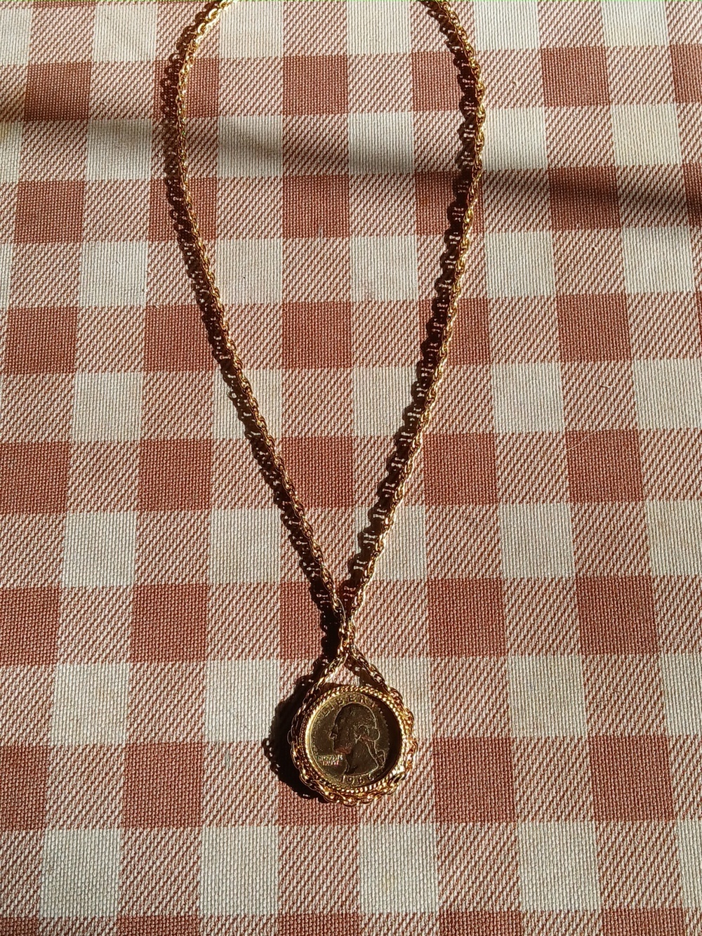 Vintage Gold-Tone Coin Pendant Necklace - Women's Jewelry
